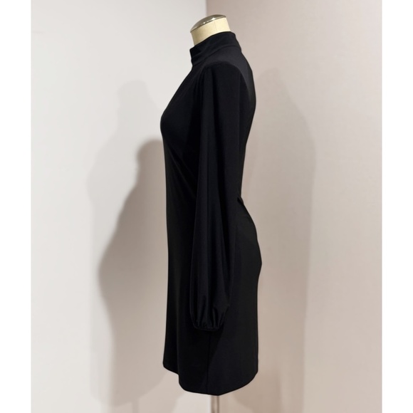 WHBM Women's Black Keyhole Mock Neck Long Sleeve Midi Dress Size 2 - Picture 3 of 8